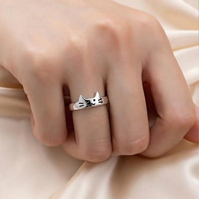 1/2pcs Nouvel Anneau de Couple Chat Chien Animal Adorable pour Couple Fait Main Ouvert Ajustable Anneaux Saint-Valentin Anneaux Bijoux de Mode