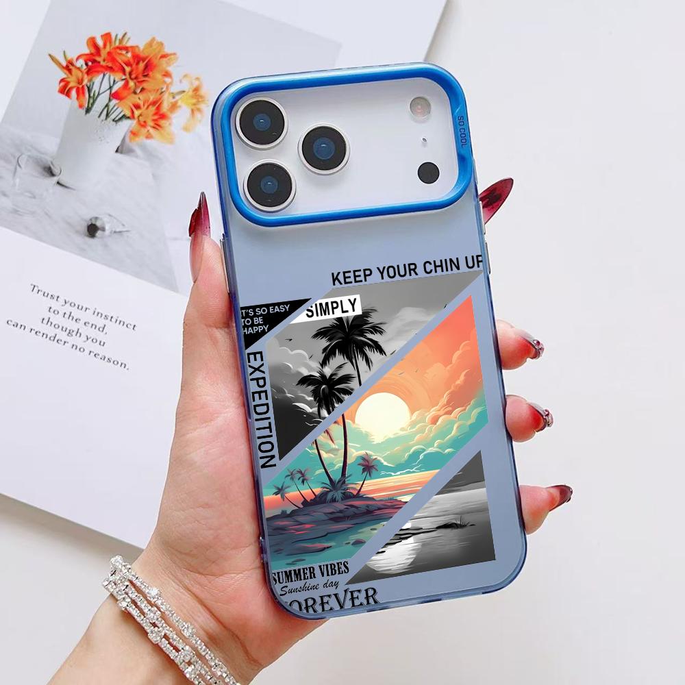 Fashion Landscape Phone Case For iPhone 17 16 15 14 13 12 11 Pro Max Air Matte Laser Aurora Shockproof Funda