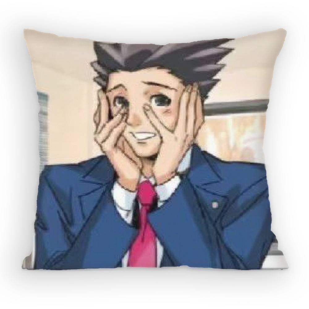 Ace Attorney Phoenix Wright Pillow Case Antidustmite Pillowcase Invisible Zipper Silky Short Plush Sofa Cushion Cover