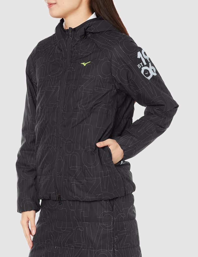 Mizuno Breath Thermo Tech Lining Down Size M and Golf Wear Jacket, Women's, Black/Charcoal, (E2ME2701), Moisture-Wicking Heat-Generating,