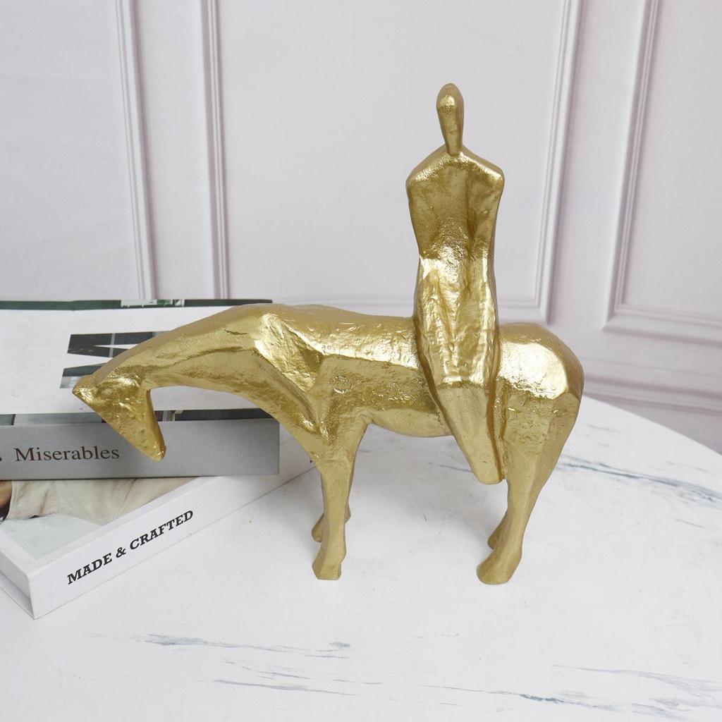 Modern Nordic Abstract Horse-Riding Figure Ornament - Chinese Style Decor for Office, Hotel, or Home Entrance.
