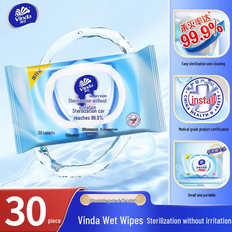 Vinda Alcohol-Free Baby Wet Wipes: 80 Individually Packaged Pure Water Wipes for Kitchen & Toilet Use