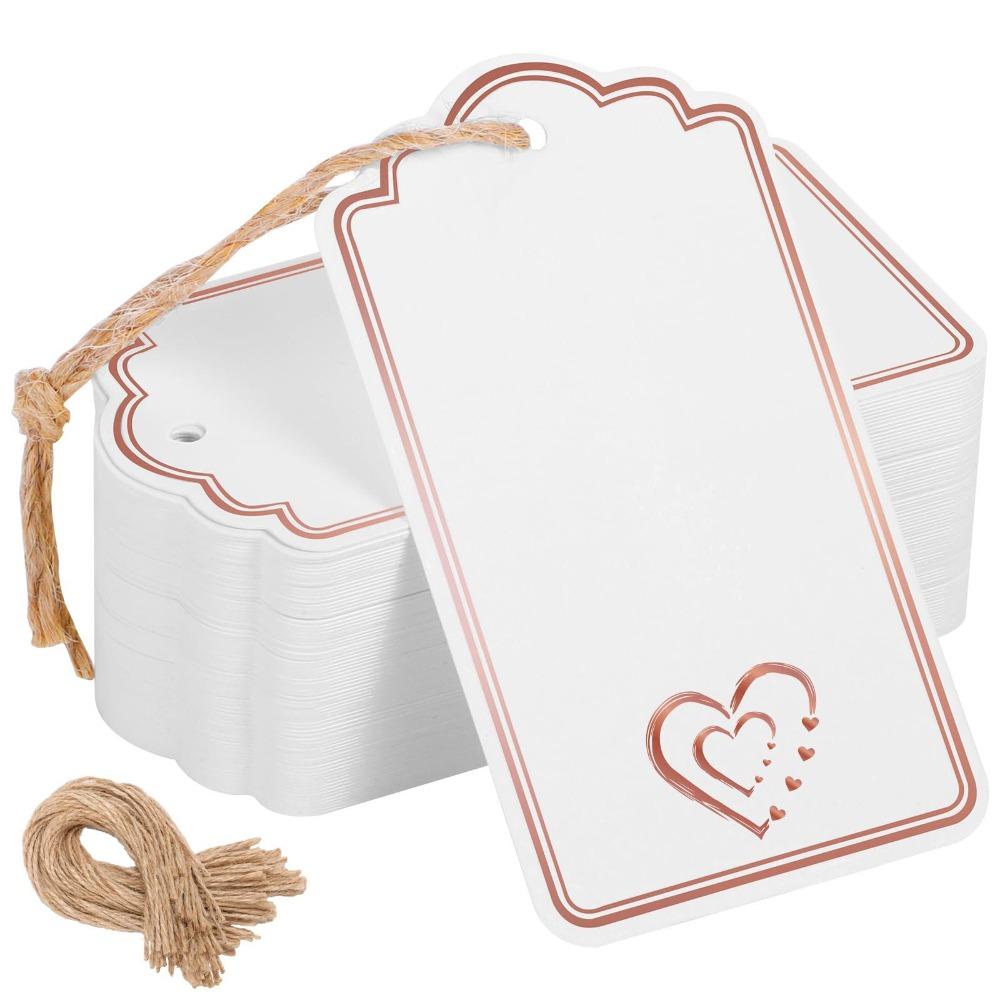 60Pcs Creative DIY Handwriting Blank Tag Rectangular Hanging Decoration Price Tags Kraft Paper Tags Packaging Decoration