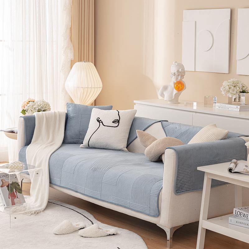 Cream Sofa Cover All Wrapped Plush Thickened Wind Feeling Four Seasons General Cover Soft Comfortable Cushion Protector