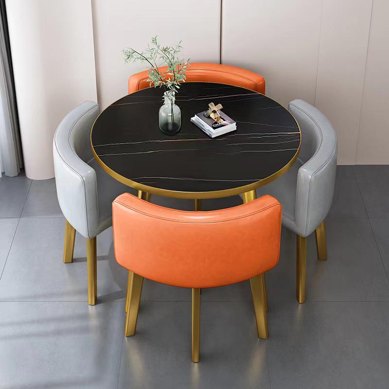 Modern Reception & Meeting Table Set: Office & Leisure Round or Square Dining Table with Chairs.
