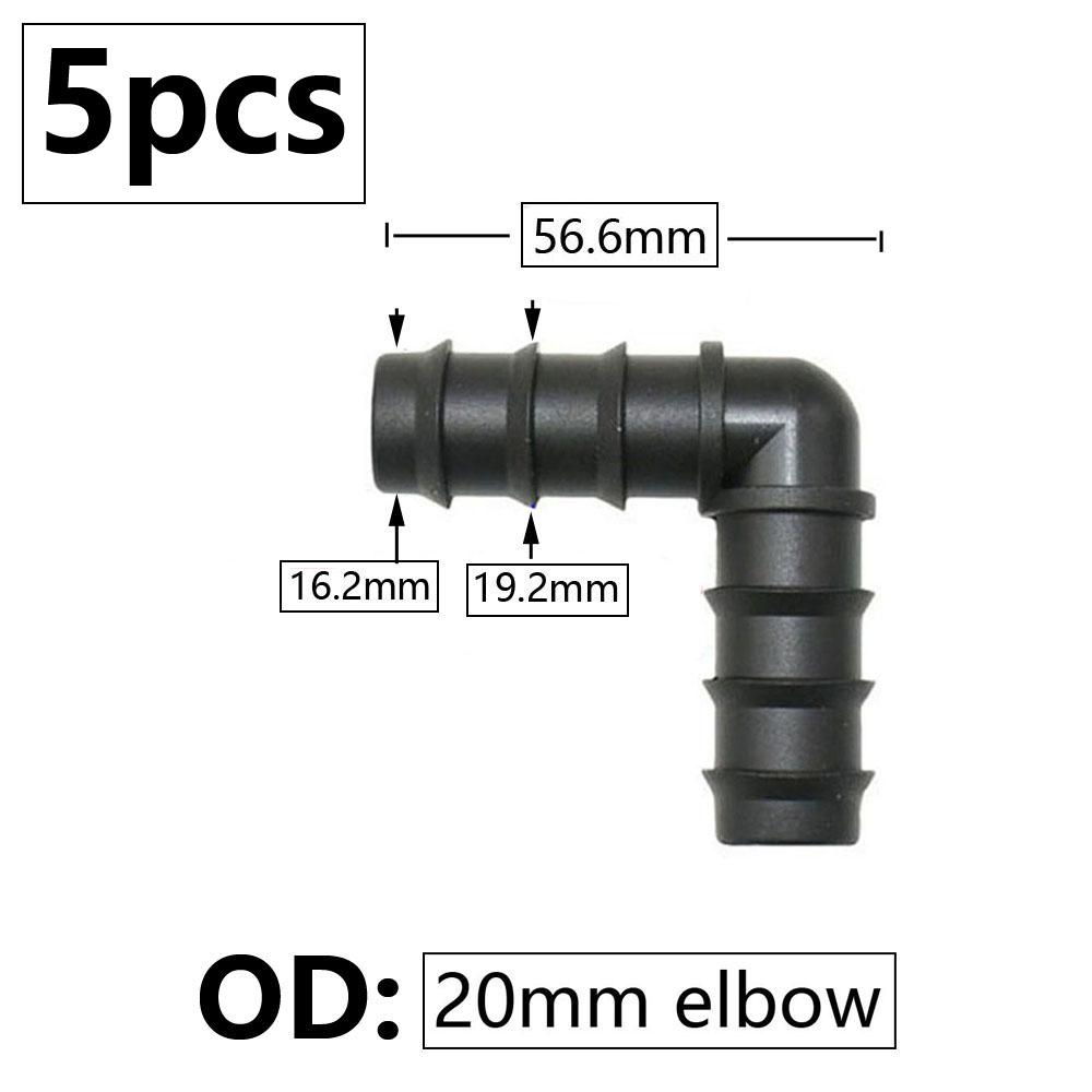 5pcs 16/20/25mm PE Pipe Barb Connector Straight Tee Elbow Plug Garden Water Hose Reducing Splitter Joint Drip Irrigation System