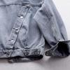 Denim Jacket Women Korean Style Loose Short Coat Long Sleeve Hooded Jacket Multi-Pockets All-match Tops