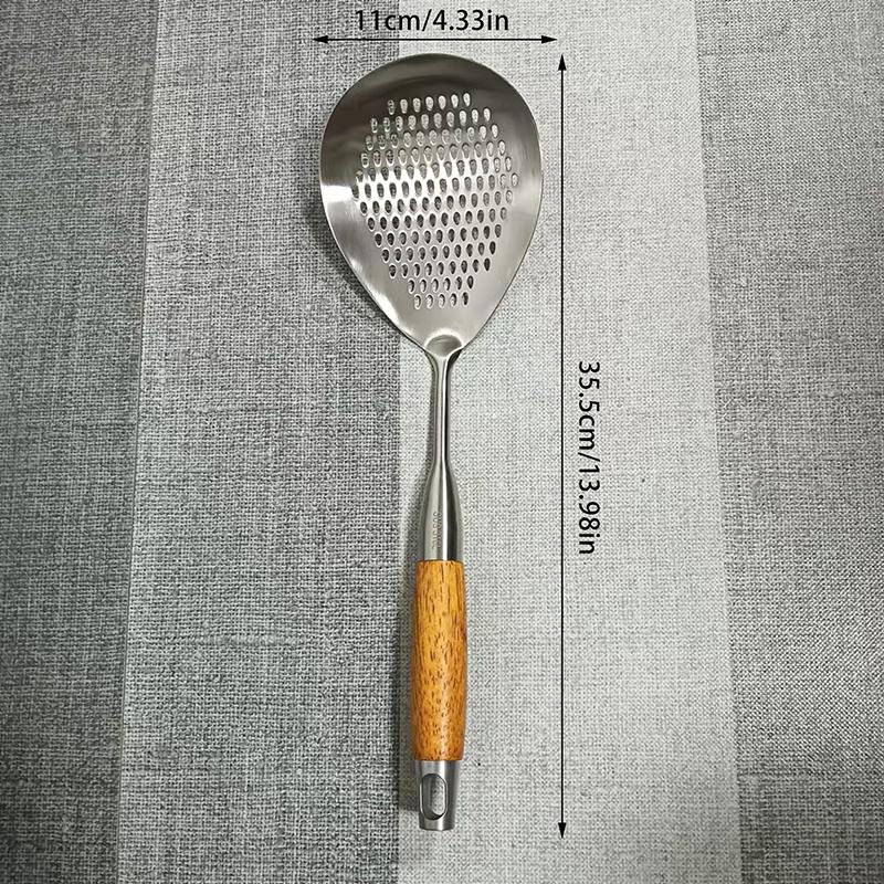 

Stainless Steel Kitchenware Cooking Strainer With Wood Handle Pepper Seasoning Colander Sieve Utensils Filter Scoop Spoons S