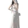 Gentle Temperament Super Fairy Swing Collar Suspender Dress Summer New Elegant and Beautiful Waist Medium and Long Dress Women