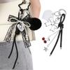 Y2K Exquisite Bow Cherry Pendant Keychain Black Woven Rope Knot Keyring Trendy Key Holder Bag Charm Handbag Pendant For Girls