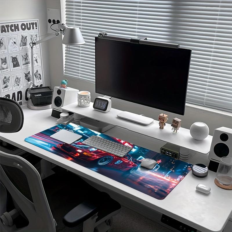 Großes Rotes Sportwagen Gaming-Mauspad Rutschfeste Genähte Kante Home Office und Arbeitsplatz Schreibtischzubehör Gaming Gamer Computertischmatte