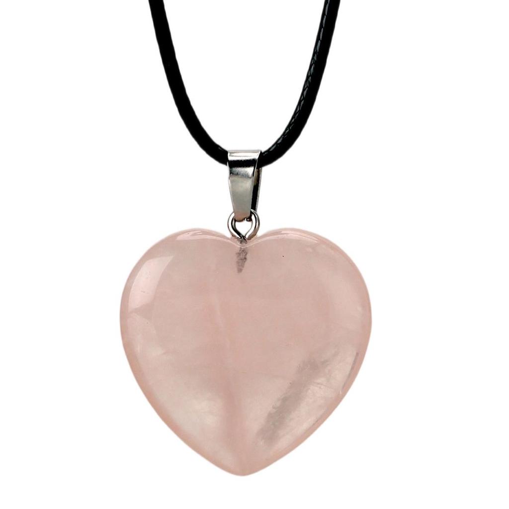 Valentine's Day Pink Crystal Heart Leather Necklace for Women - Fashionable Agate Cross-Border Jewelry.