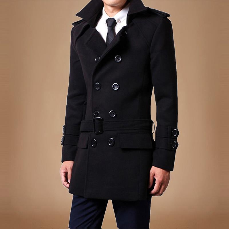 Men's Mid-Length Woolen Coat: New 2022 Autumn/Winter Thickened Velvet Trend Windbreaker