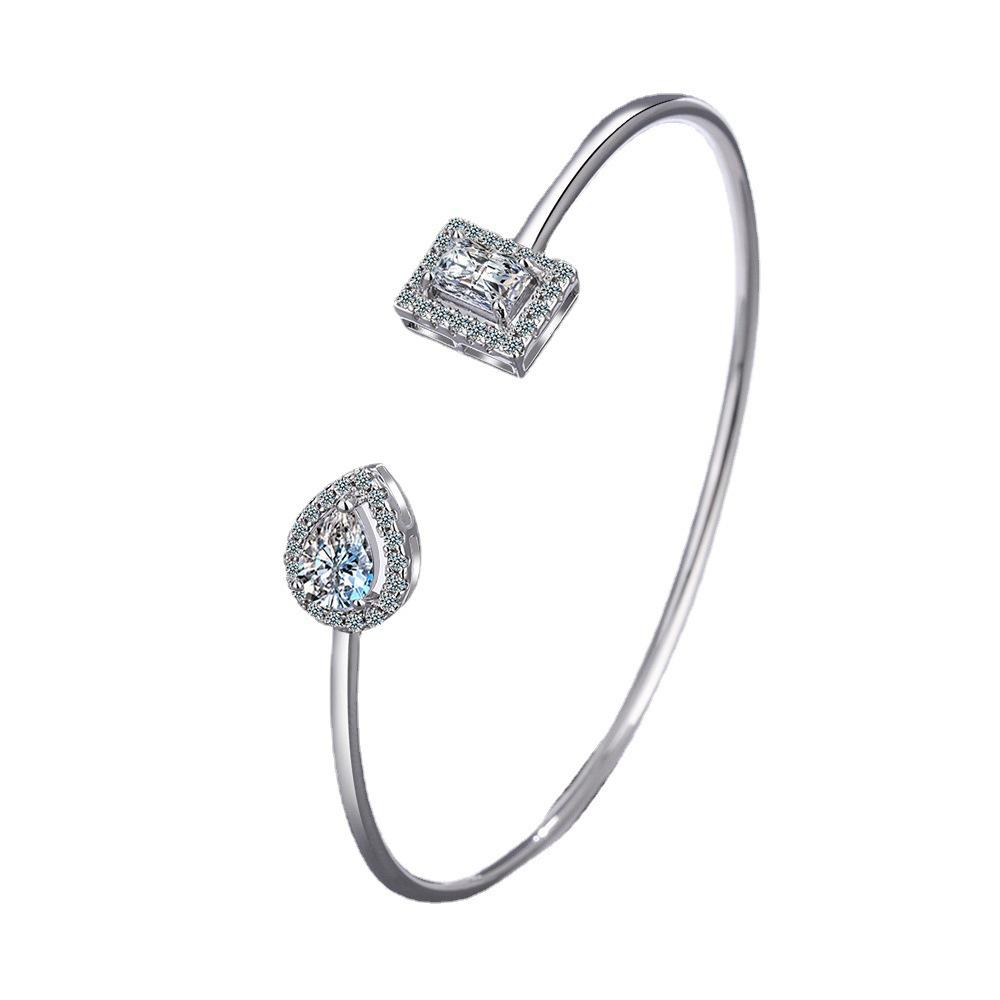 

Европейский и американский модный браслет-манжета с цирконом в форме капли - Женский квадратный браслет с инкрустацией бриллиантами, медная бижутерия Copper