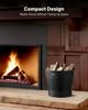 Ash Bucket, 4 PCS with Lid, Shovel, Broom and Gloves, Metal Fireplace Charcoal Bucket and Ash Can, 9.8L Large Capacity for Fireplace, Fire Pits, Wood