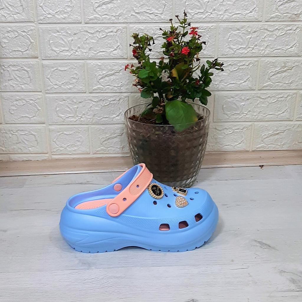 Sonimix 16001 Baby Blue-Powder Thick Soled Stone Crks Women's Slippers