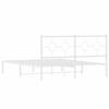 Metal Bed Frame with Headboard White 150x200 cm