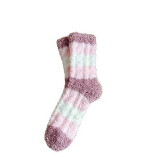 Chaussettes mi-mollet en polaire corail pour femmes - Épaisses, chaudes, vêtements de nuit automne/hiver