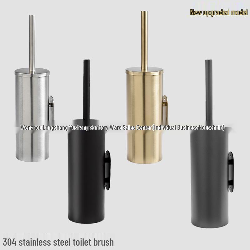 304 Stainless Steel No-Drill Hanging Toilet Brush Set with Deodorant