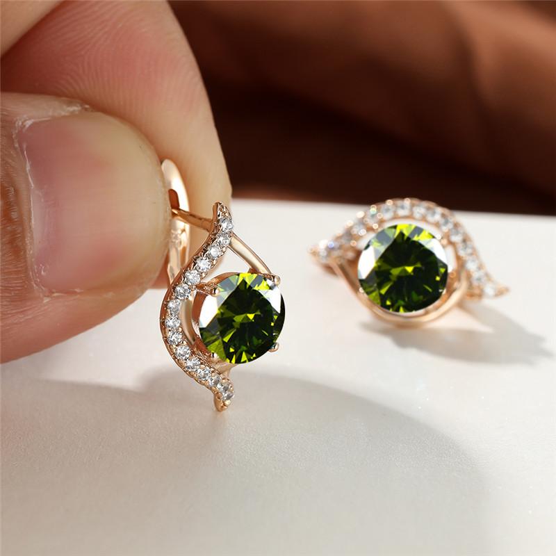 Purple Crystal Round Stone Earrings Trendy Multicolor Zircon Hoop Earrings Vintage Gold Color Wedding Earrings For Women Jewelry