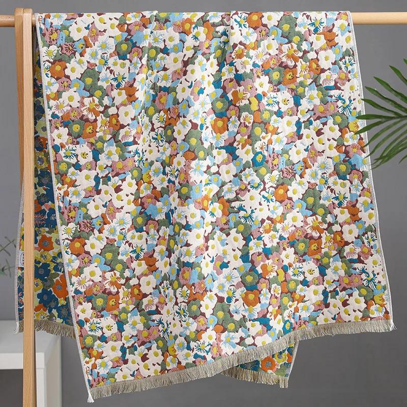 Prosop de baie cu ciucuri cu flori 80x160cm - Prosop 100% bumbac tip pânză moale absorbant cu uscare rapidă prosop de baie mare prosop floral față-verso pentru femei