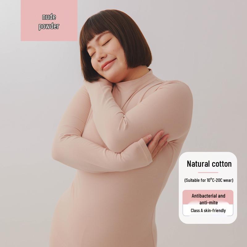 

Женский приталенный свитер из чистого хлопка с антибактериальным эффектом - средний воротник, начес на внутренней стороне, базовый топ для осени. M