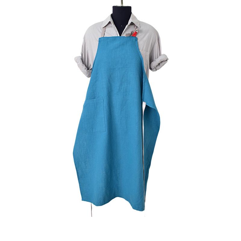 Bawełniano-lniany fartuch ogrodniczy w kwiaty - Prosty i elegancki styl japońsko-koreański