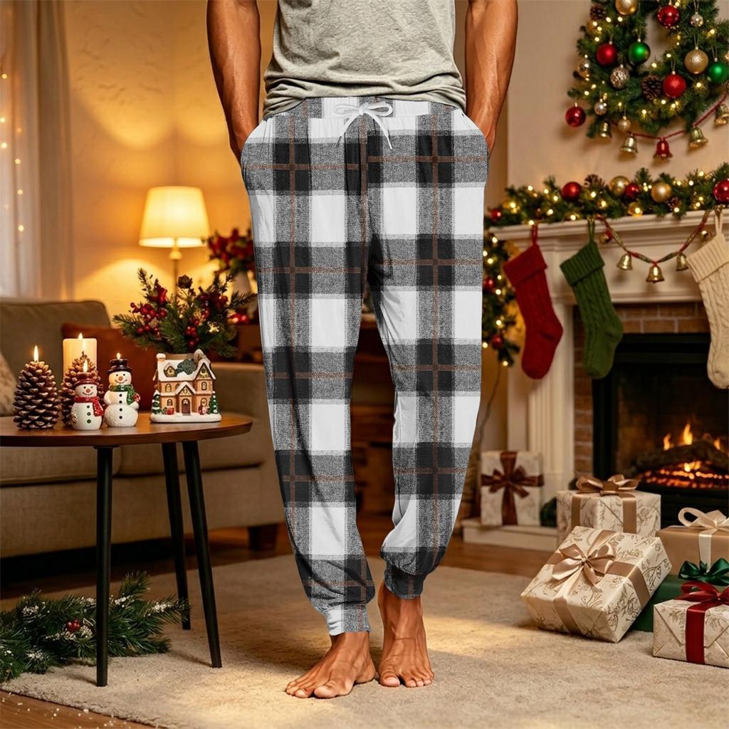 Men's Pajama Pants with Pockets Tapered Pants Christmas Print