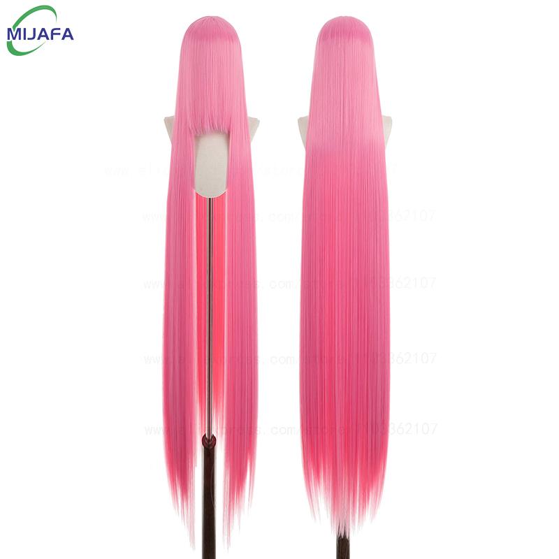 700g Alta Qualità 59" 150cm Lunga Dritta Parrucca Cosplay Con Frangia Biondo Marrone Rosso Verde Blu Resistente al Calore Colori Capelli Parrucche Anime