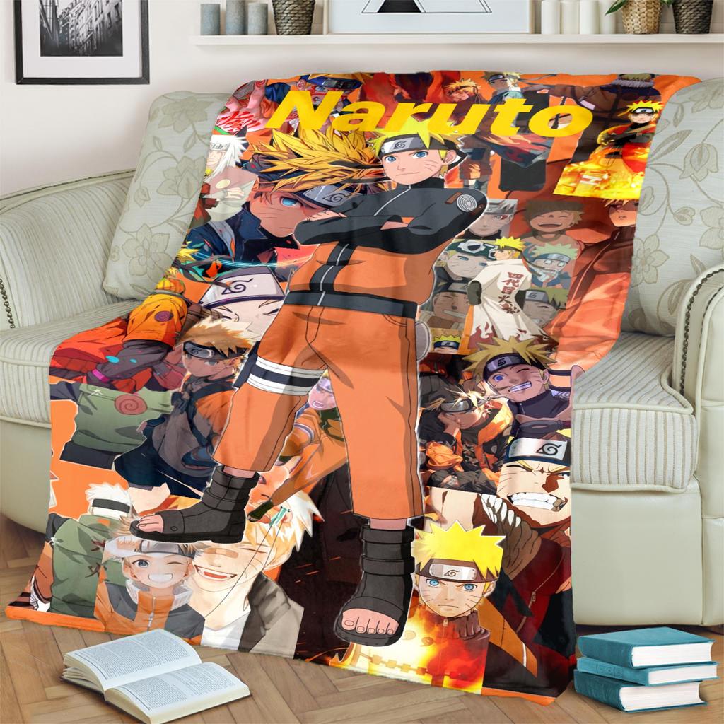Anime-Naruto Print Blanket Warm Comfortable Flannel Blanket for Bedrooms, Sofas, Beds, Chairs, Picnics, Travel -LXR47