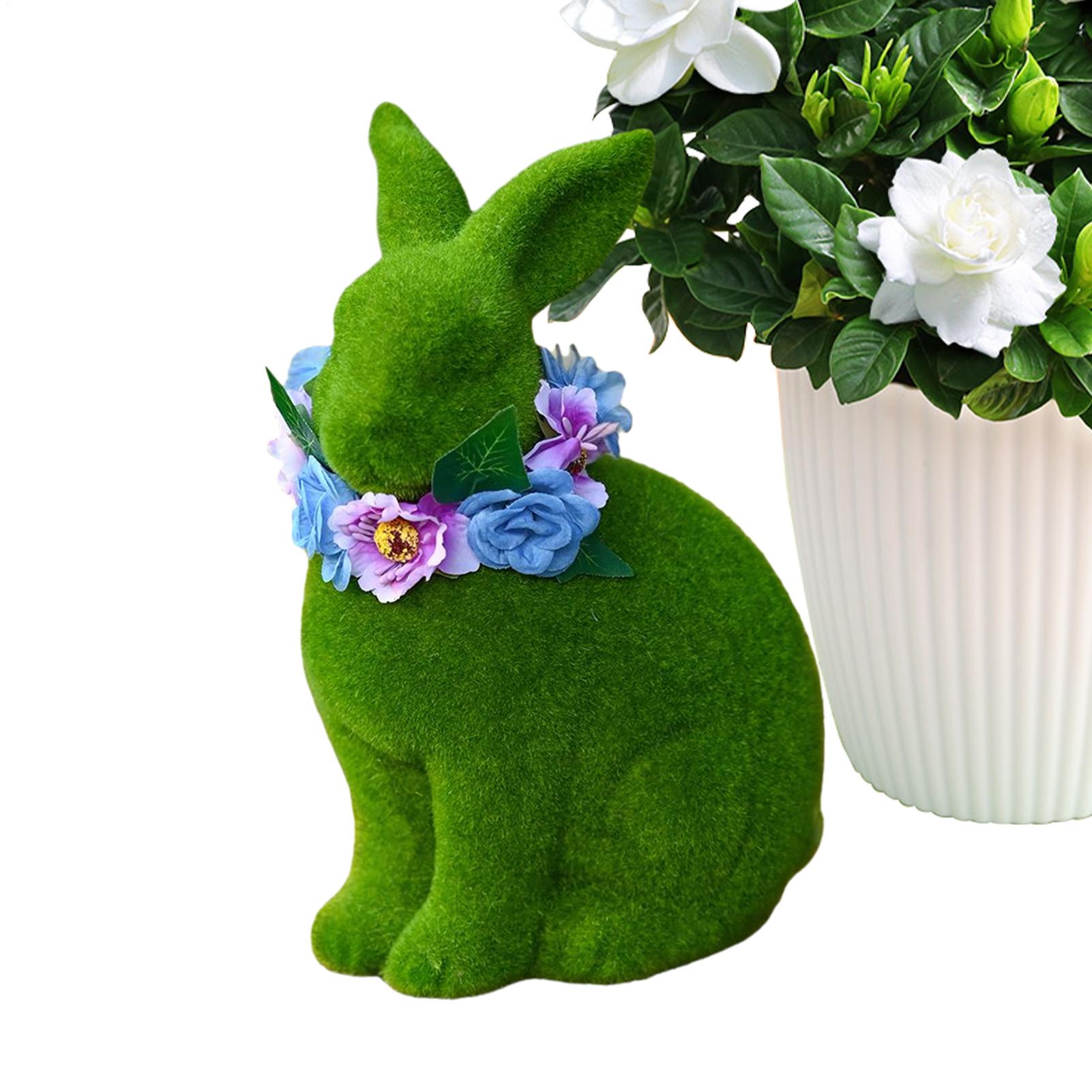 

Easter Bunny Statue 3D Green Resin Holiday Supplies Wearing A Floral Wreath Easter Bunny Garden Decor For Yard Garden Lawn Porch China Mainland