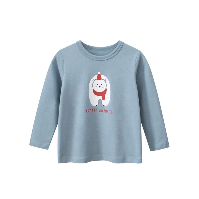 27home Children s Clothing Babies  Long Sleeve T-shirt Spring and Autumn Girl Bear round Neck Clothes Baby Girl Cotton Base Shirt Ht3107 Water Blue 120 cm