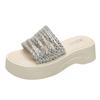 One-word Cool Slippers Women's Outer Slippers Summer 2025 New Muffin Platform Women's Shoes Rhinestone Heightening Sandals