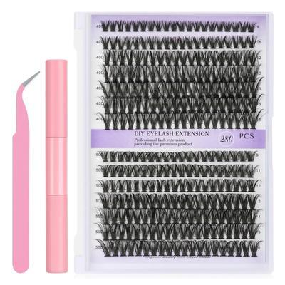 DIY Lash Extensions Kit 14 Rows Lash Clusters Kit with Lash  and Seal Tweezer for Beginner Eyelash Extensions