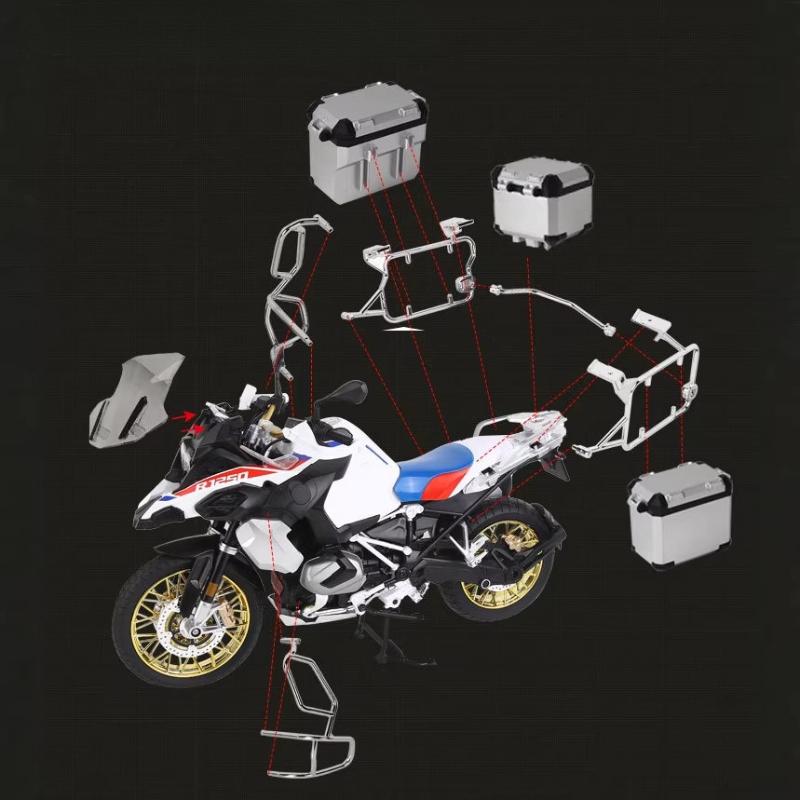 Simulationssprüh 1/6 R 1250 Gs Adventure Legierung Motorradmodell Sound Licht Sammlungsspielzeug Motorrad Freund Freund Geschenke Miniatur gray