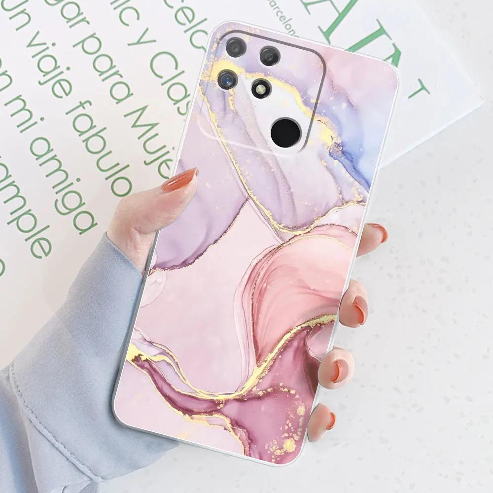 For Realme Narzo 50A Case Narzo 50A Prime Watercolor Marble Soft Silicone Bumper Cases For Realme Narzo 50A Back Cover Fundas