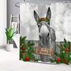 1Pc Festive Farmhouse Holiday Bath Drape With Humorous Donkey Design, Durable Polyester Woven Washable Bath Accessory, Includes
