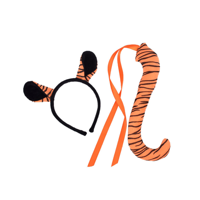 Ensemble de Serre-tête Animal de Fête de Festival Oreilles Girafe Zèbre Tigre Léopard avec Queue à Nouer Accessoire de Costume Cosplay Halloween