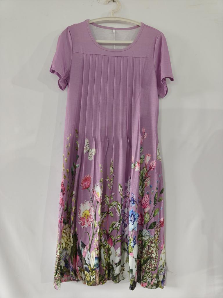 Frauen Lose Sommer Floral Vintage Sexy Rüschen Tasche Kleid