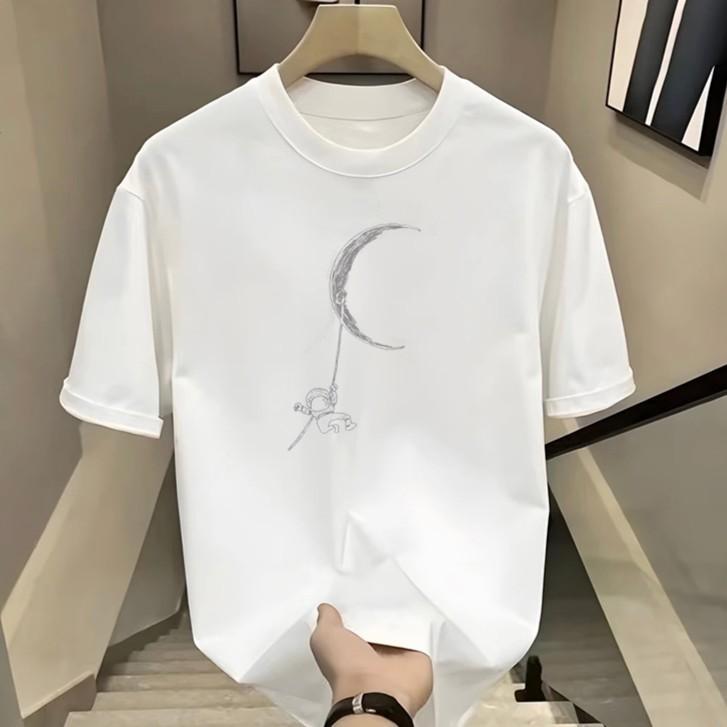 Men'S Short Sleeve T-Shirt Men'S Trend Casual Korean Version Cotton Crew Neck Printed Short Sleeve T-Shirt
