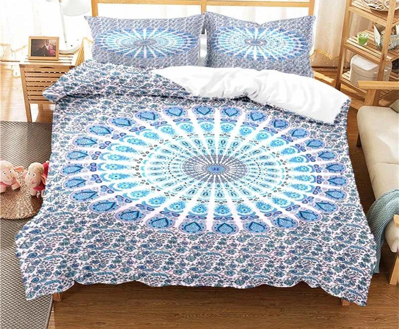 Bohemian Psychedelic Mandala Vzor Povlečení Set pro Dospělé Dětské Povlečení Set Přikrývka s 1 Přikrývkou 2 Povlaky na Polštáře