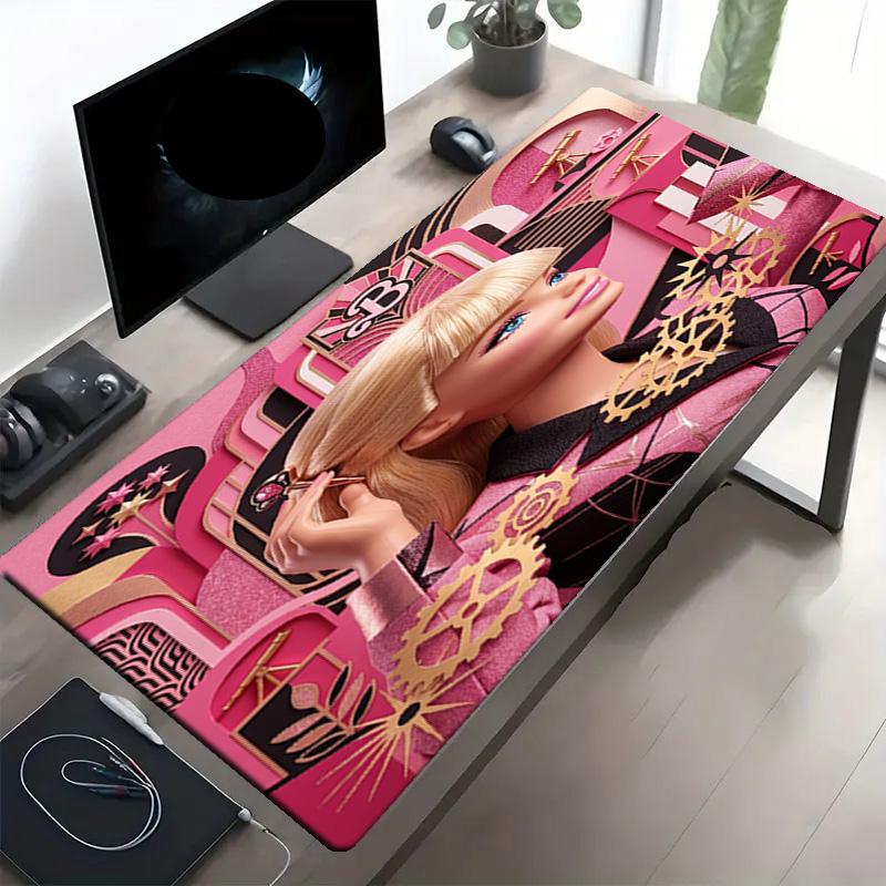 Barbie Print Mouse Pad, Anti‑Slip Desktop keyboard Mat, for PC Laptop Gaming Working Daily Use, Cool Festival Surprise Gift