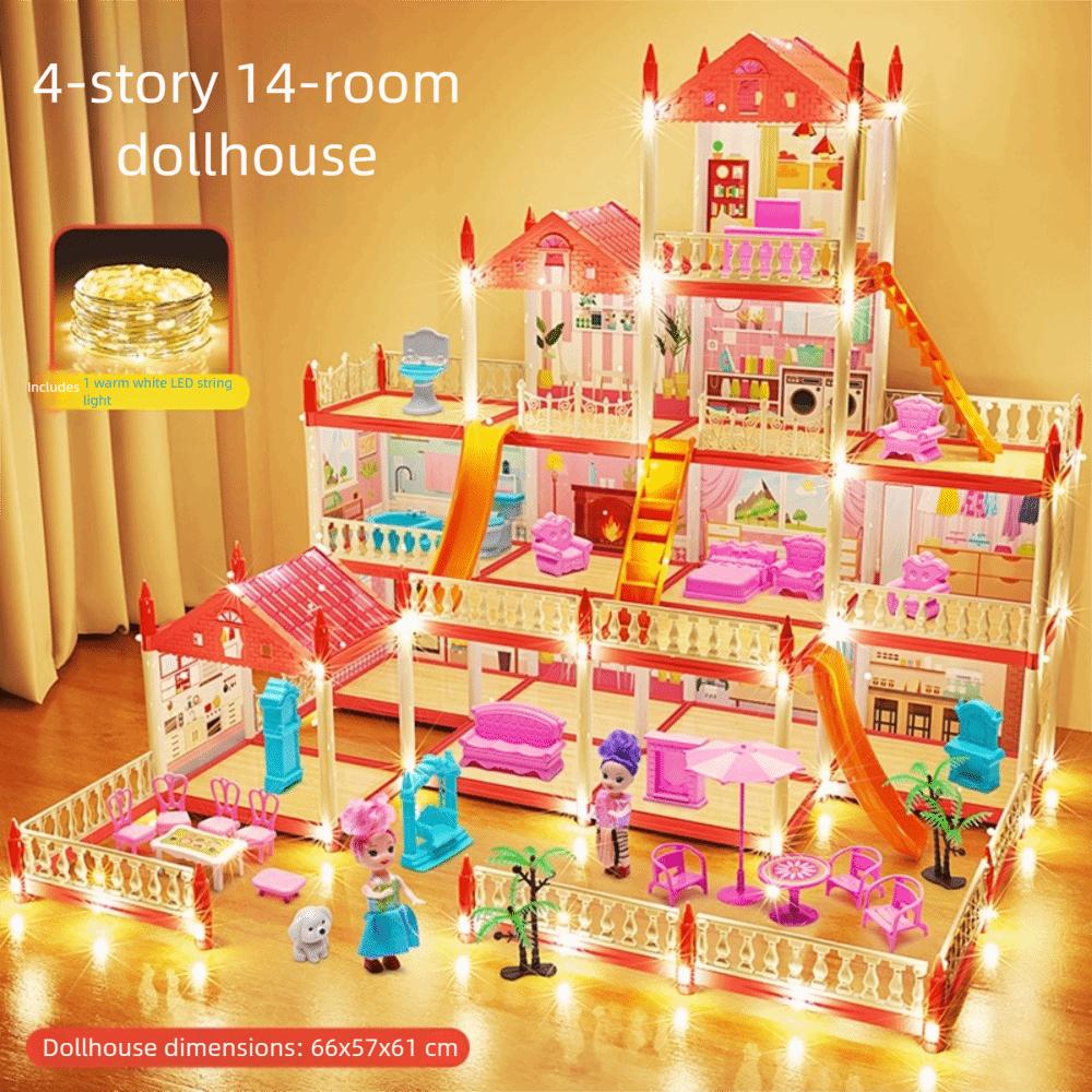 Building Big Villas Villa Princess Castle with LED Light Castle Princess Toys New House DIY Kit