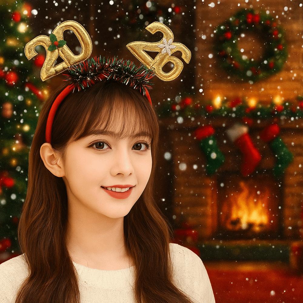 Sequin 2026 Noworoczne Opaski do Włosów Kolorowa Gwiazda Świąteczna Opaska Wygodna Świąteczna Nakrycie Głowy z Brokatem Sylwester