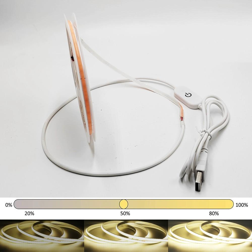 Pasek świetlny COB USB 5V: Samoprzylepne, sterowane przełącznikiem, miękkie oświetlenie tła telewizora, bez punktów świetlnych