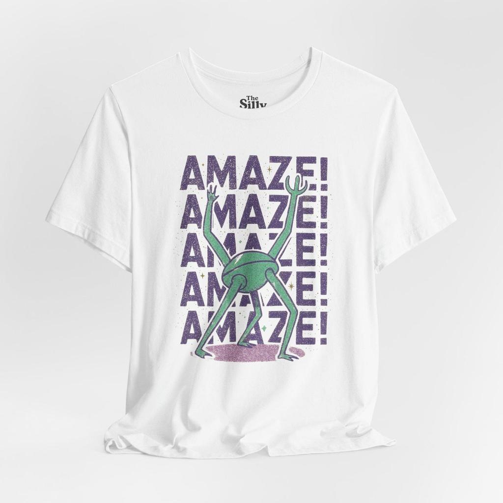 Amaze Alien Shirt, Funny Sci Fi Graphic Tee, Trippy Space Alien T-Shirt, Retro Cosmic Weirdcore Gift