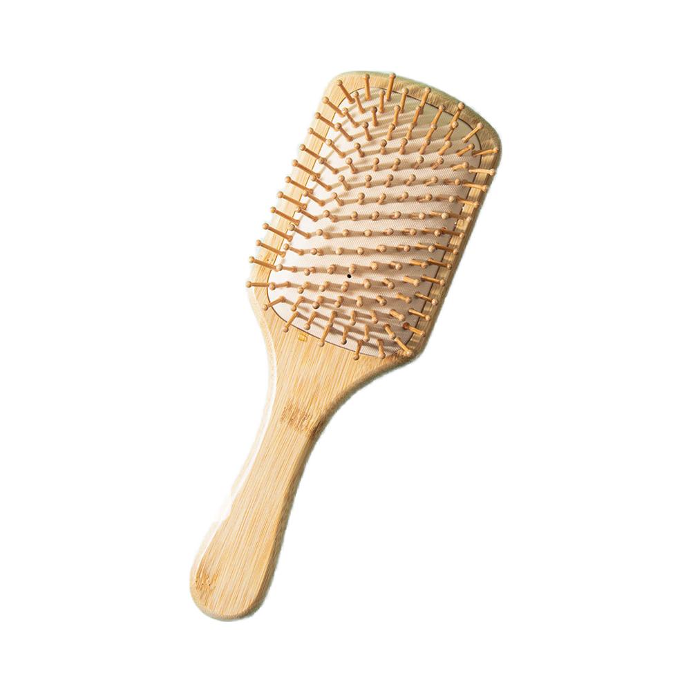 Natural Bamboo Wooden Detangle Hair Brush Portable Paddle Nylon Airbag Massage Comb Styling Tool Salon Use