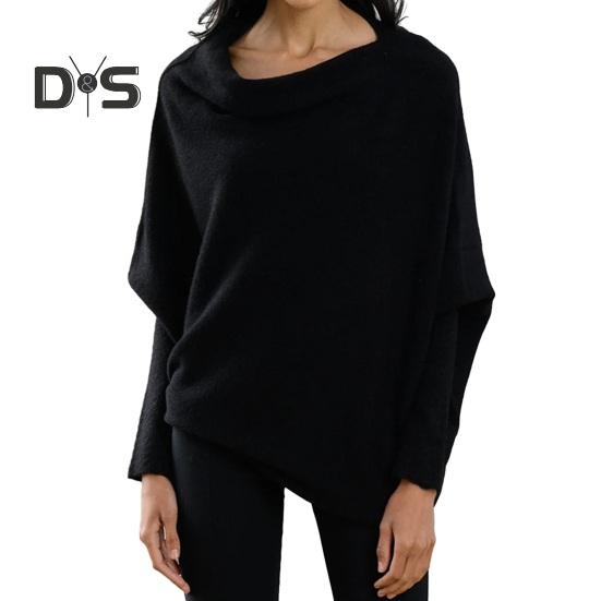 

Женские пуловеры с круглым вырезом и длинным рукавом, повседневные свободные топы, однотонная эластичная повседневная футболка чёрный