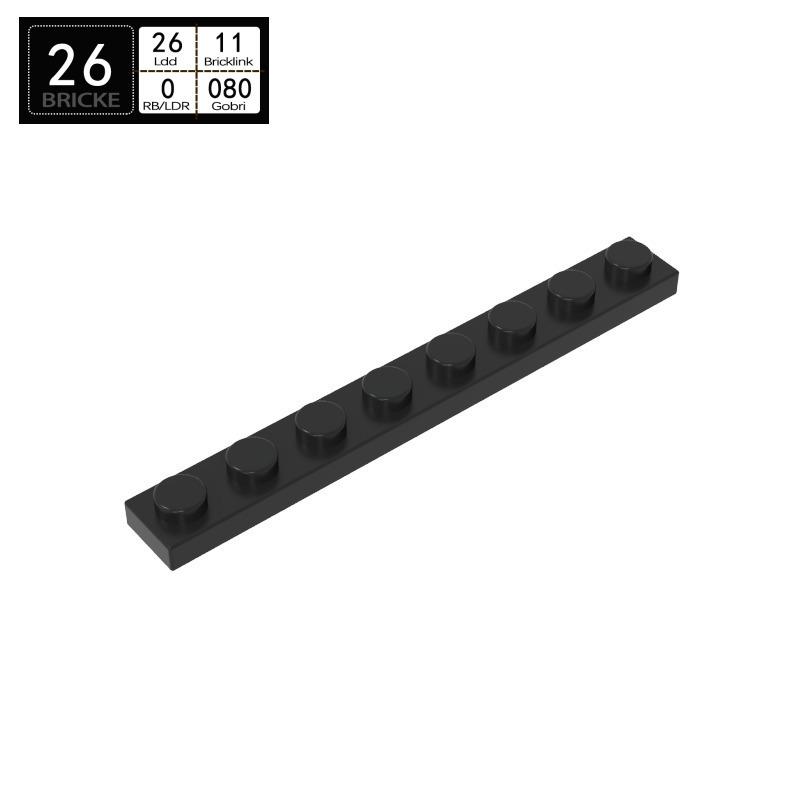 BRICKE Brick Guest 1x8 Plate, Compatible with Lego 3460, Loose Parts Building Blocks, Small Particles.