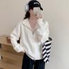 Autumn and winter new simple stand-up collar twist double zipper knitted cardigan women's loose lazy sweater jacket